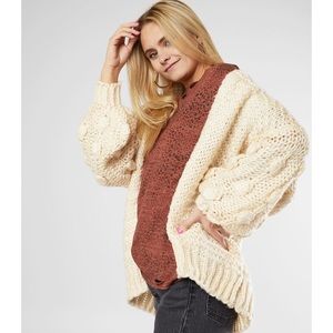 FAVLUX Oversized Cream Bobble Cardigan Sweater